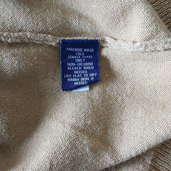 Chaps Classics Sweater-Gold Lurex Glitter Sz L - Picture 7 of 8